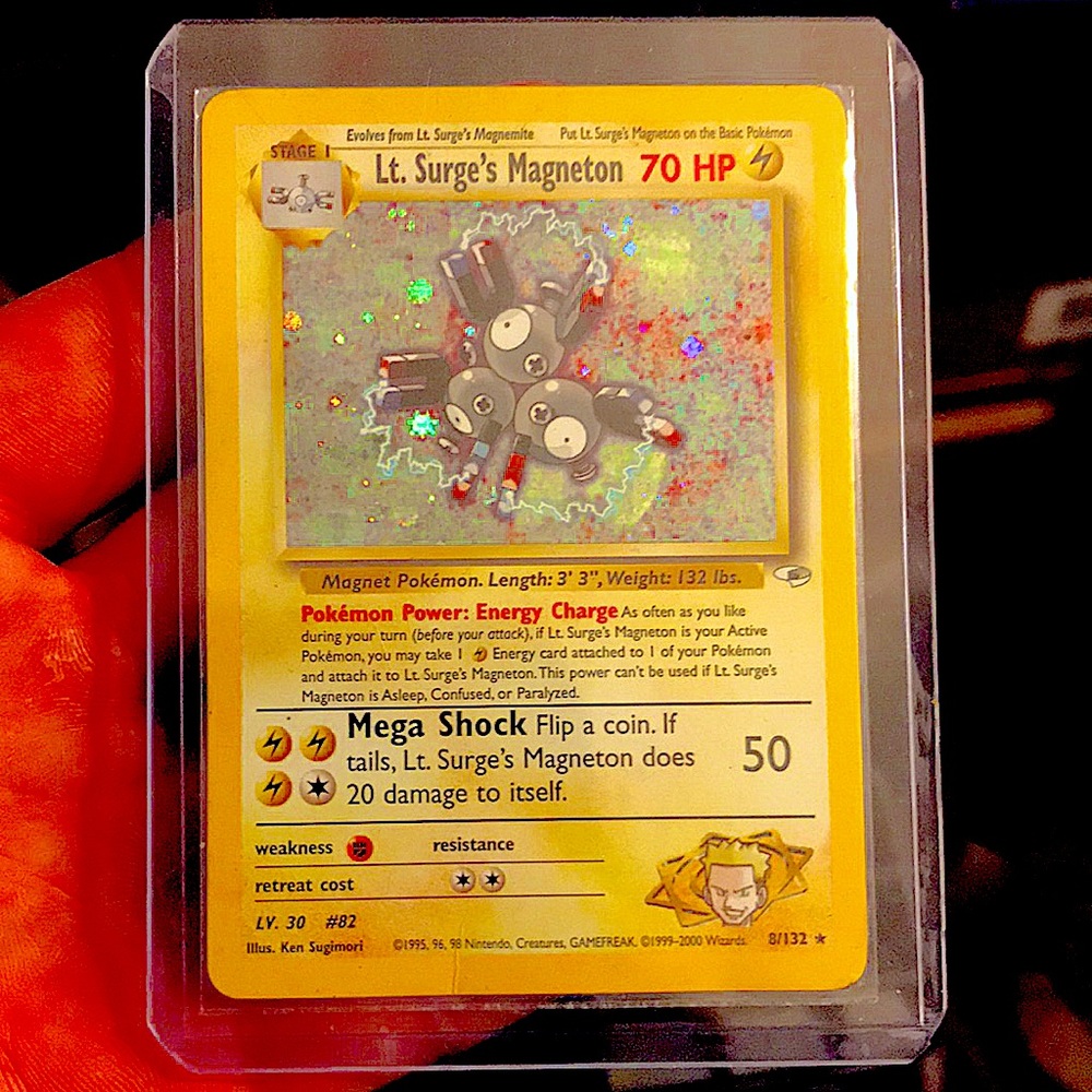 Pokémon card lt surges magneton holo spots 8/132